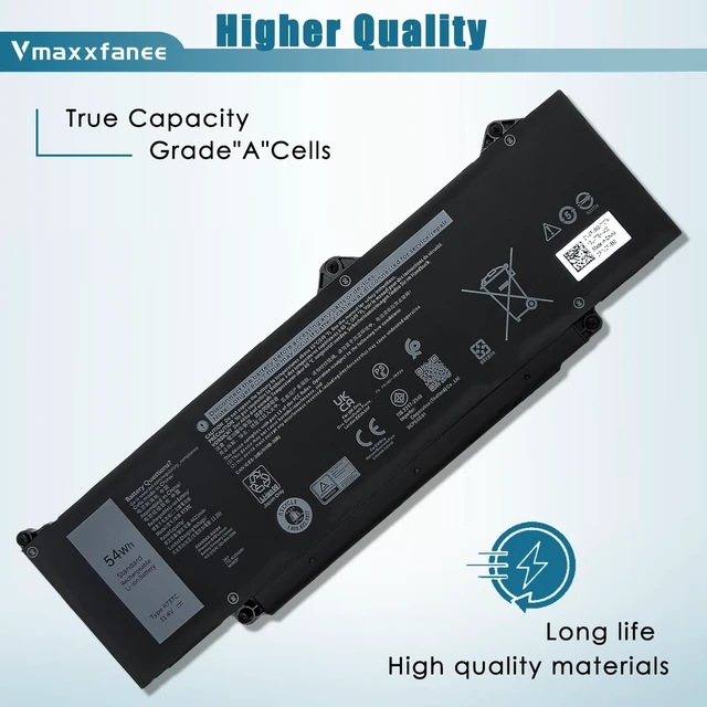 Alt view image 3 of 7 - 54Wh R73TC Laptop Battery Replacement for Dell Latitude 5340 5350 5440 5450 5540 5550 7455 3340 3440 3450 3540 3550 Precision 3480 3490 3580 3590 P181G P182G Series 0V042N V042N 11.4V