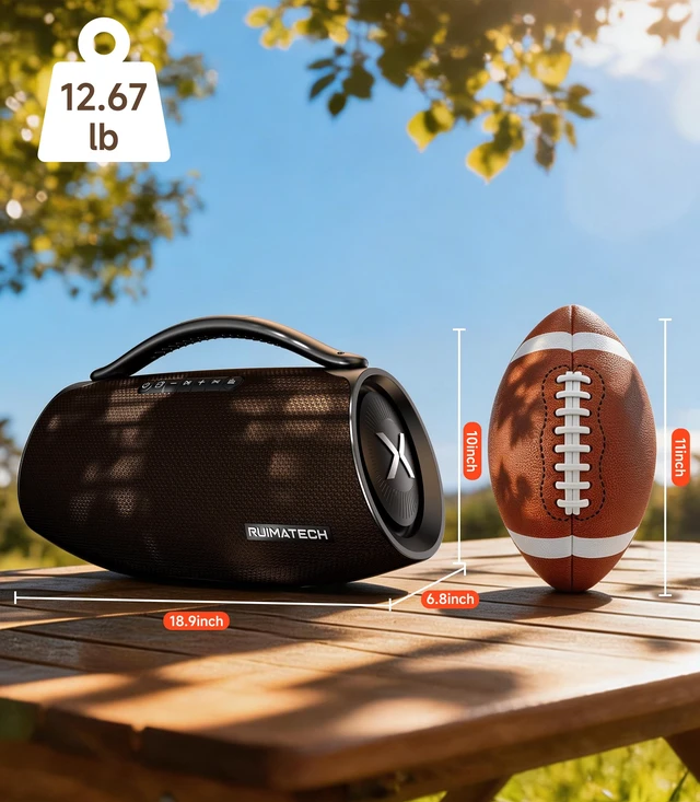 Alt view image 4 of 7 - 300W Peak Power Bluetooth Boombox Speaker, Powerful Deep Bass, 80W Woofer 140W RMS, 3-Way Audio with 5 Drivers, TWS Stereo Pairing, Rechargeable Battery & 30W Charger Included