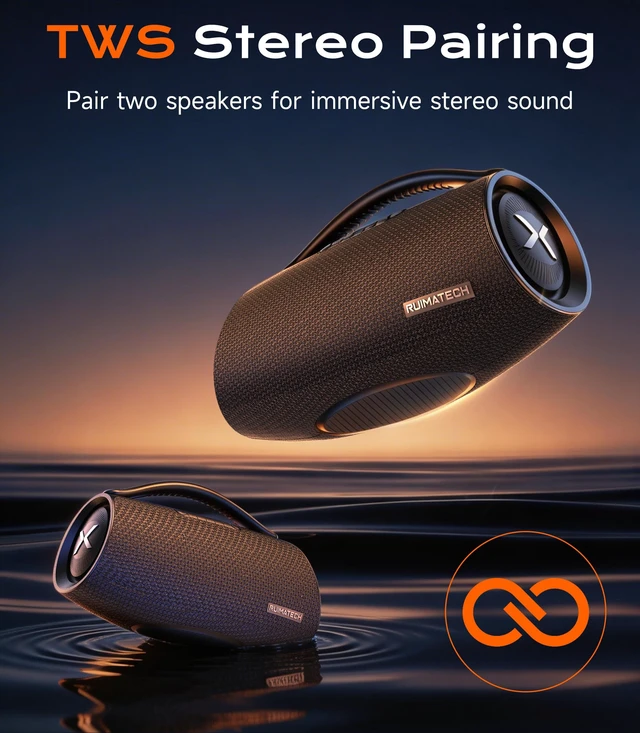 Alt view image 5 of 7 - 300W Peak Power Bluetooth Boombox Speaker, Powerful Deep Bass, 80W Woofer 140W RMS, 3-Way Audio with 5 Drivers, TWS Stereo Pairing, Rechargeable Battery & 30W Charger Included