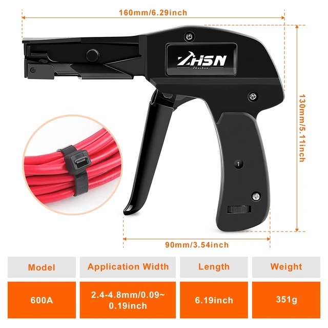 Alt view image 2 of 7 - Fastening Tie Wrap Gun with Adjustable Tension and Built-In Flush Cutter for 0.09-0.19 inch Nylon Cable Tie Tightening - Professional Grade Cable Zip Tie Tool