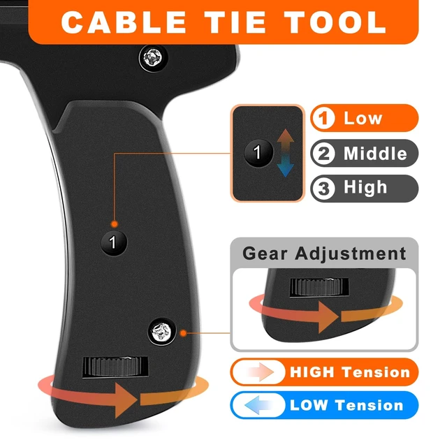 Alt view image 4 of 7 - Fastening Tie Wrap Gun with Adjustable Tension and Built-In Flush Cutter for 0.09-0.19 inch Nylon Cable Tie Tightening - Professional Grade Cable Zip Tie Tool
