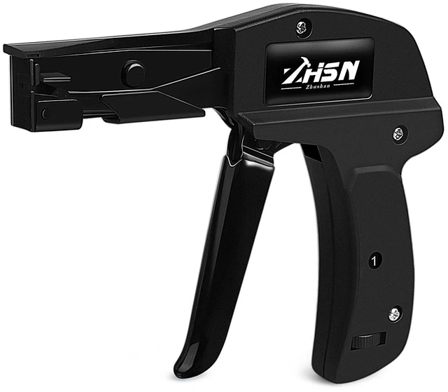 Main image of Fastening Tie Wrap Gun with Adjustable Tension and Built-In Flush Cutter for 0.09-0.19 inch Nylon Cable Tie Tightening - Professional Grade Cable Zip Tie Tool