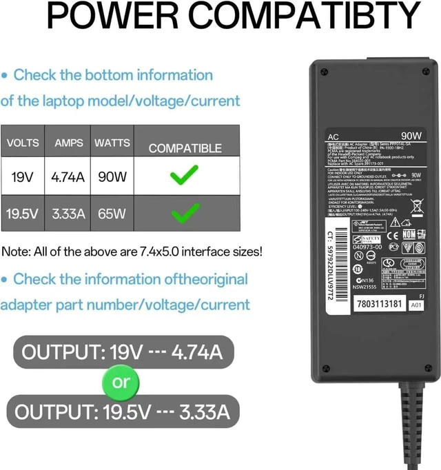 Alt view image 2 of 7 - L40098-001 90W 4.74A 7.4*5.0mm AC Laptop Charger Fit for HP All-in-One Desk 22 24 27 G1 ProDesk 400 600 G1 G2 G3 G4 G5 G6 Desktop Mini PC EliteDesk 800 G2 G3 G4 G6 G8 Laptop Adapter
