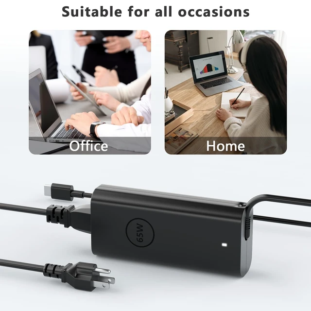 Alt view image 4 of 7 - 65W USB C Pro Laptop Charger Compatible with Dell Pro 13 14 16 Plus For Dell Pro 14 16 Plus/13 Plus/Premium/Rugged,14 Plus 16 Plus DB14250 DB16250,Pro 14 16 PC14250 PC16250,Type C Power Adapter