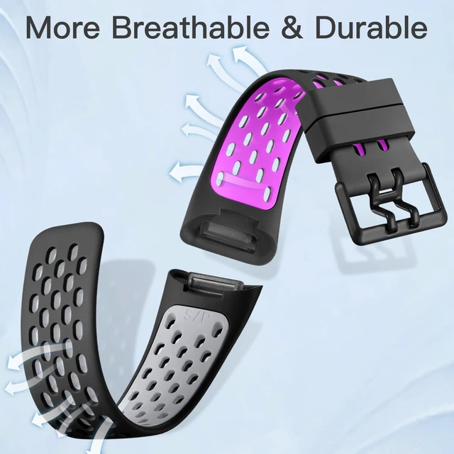Alt view image 2 of 7 - Sport Band Compatible for Fitbit Charge 5/Charge 6 Bands Women Men, Soft and Breathable Wrist Band Replacement Bracelet for Fitbit Charge 5/Charge 6 Bands Advanced Fitness Tracker Accessories