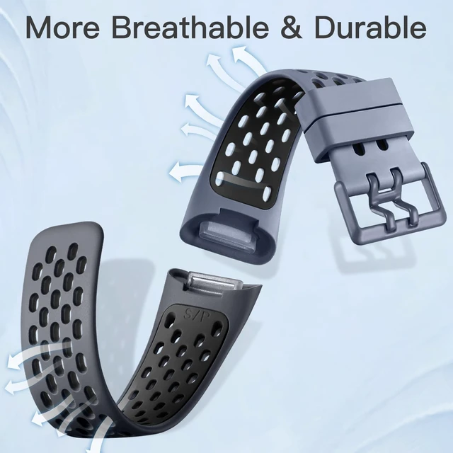 Alt view image 2 of 7 - Sport Band Compatible for Fitbit Charge 5/Charge 6 Bands Women Men, Soft and Breathable Wrist Band Replacement Bracelet for Fitbit Charge 5/Charge 6 Bands Advanced Fitness Tracker Accessories