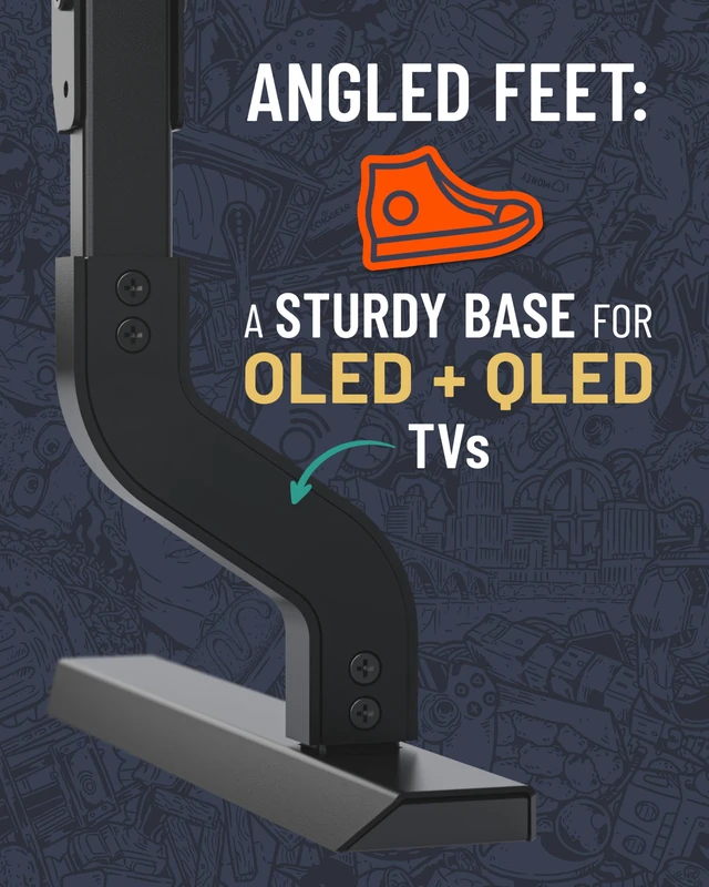 Alt view image 4 of 7 - Premium Replacement TV Stand for 55"-86" Screens - Angled Feet Give Universal TV Stand Stability for QLED & OLED TVs -Easy 3-Step Install Comes w/Soundbar Isolation & Anti-Slip/Scratch Pads
