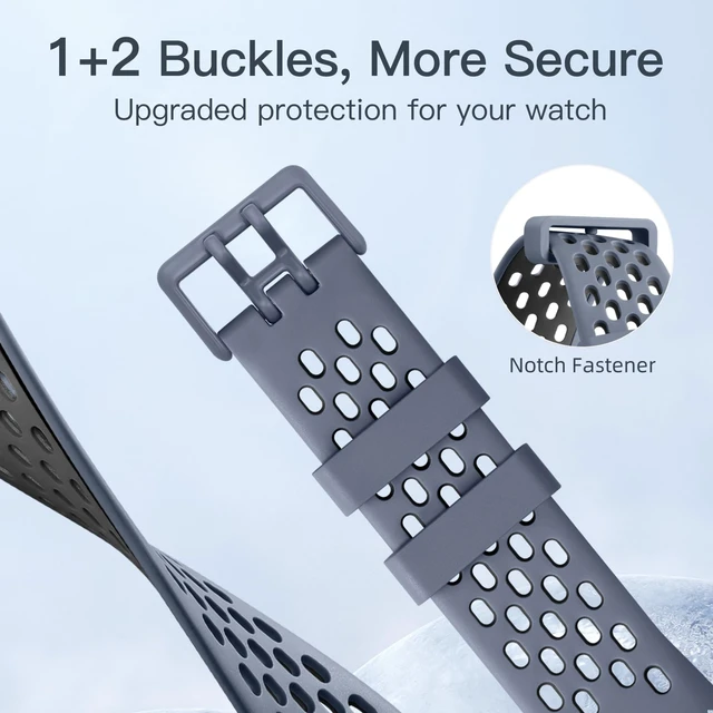 Alt view image 3 of 7 - Sport Band Compatible for Fitbit Charge 5/Charge 6 Bands Women Men, Soft and Breathable Wrist Band Replacement Bracelet for Fitbit Charge 5/Charge 6 Bands Advanced Fitness Tracker Accessories