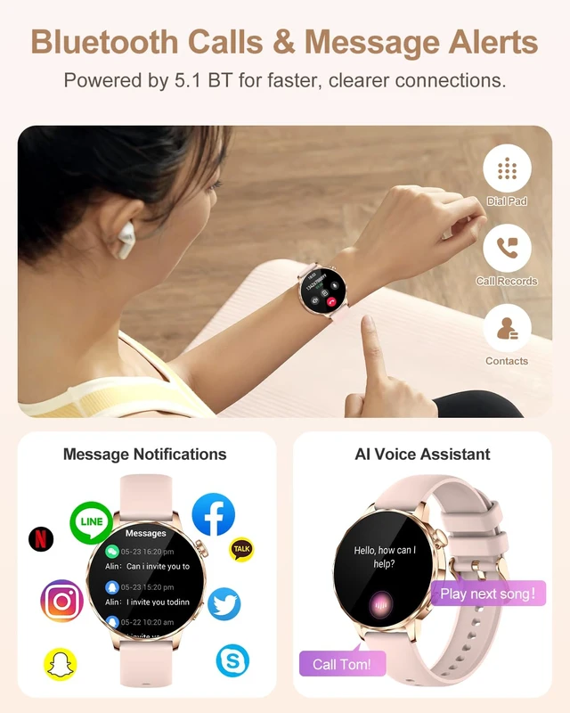 Alt view image 5 of 7 - Smart Watches for Women, IP68 Waterproof Fitness Tracker, Answer/Make Calls, 100+ Sport Modes, Heart Rate/Sleep/Steps Monitor for Android Phones and iPhone
