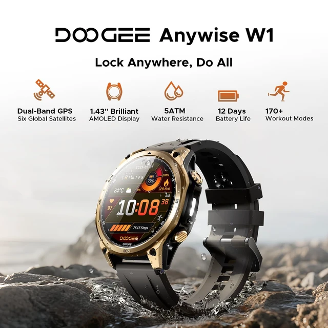 Alt view image 2 of 7 - Anywise W1 GPS Smart Watches for Men, 6 Satellite Positioning, 50M Waterproof Fitness Tracker, 1.43'' AI Mens Smart Watch for Android Phone/iphone compatible,Answer/Make Call/12 Days Battery