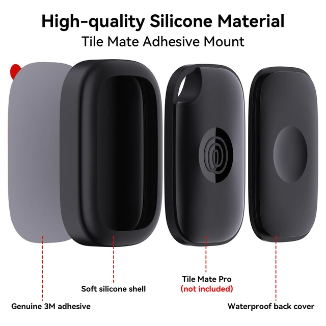Alt view image 4 of 7 - 4 Pack Adhesive Mount Holder for Tile Life360 Pro 2024 Tracker with 3M Adhesive Sticker, Silicone Waterproof Tile Pro Case Cover Anti-Lost for Luggage, TV Remotes, Car, Bike, Drones, Purse