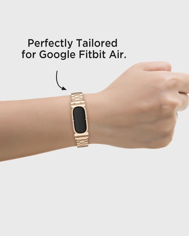 Alt view image 2 of 7 - Metal Band for Google Fitbit Air Band, Rugged Stainless Steel Replacement Strap Elegant Luxury Business Classy Adjustable Wristband Bracelet for Fitbit Air for Men Women