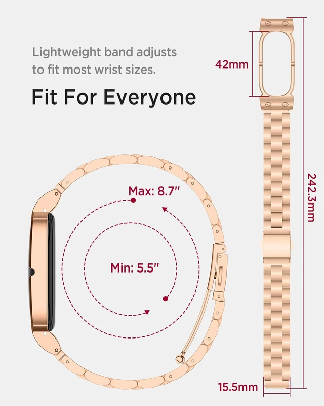 Alt view image 6 of 7 - Metal Band for Google Fitbit Air Band, Rugged Stainless Steel Replacement Strap Elegant Luxury Business Classy Adjustable Wristband Bracelet for Fitbit Air for Men Women