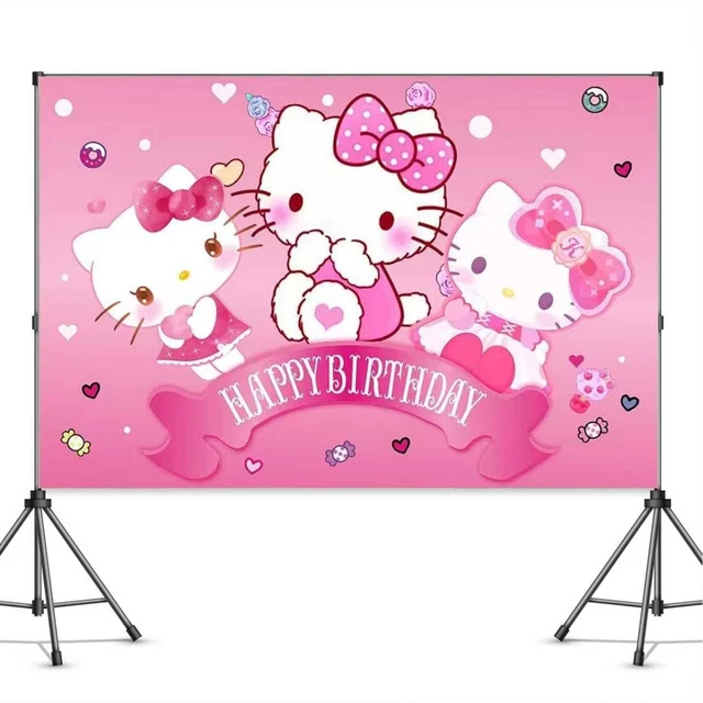 Main image of Kitty Birthday Party Decorations, Happy Birthday Banner Backdrop for Birthday Party Supplies