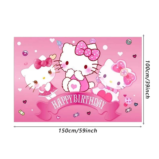 Alt view image 2 of 3 - Kitty Birthday Party Decorations, Happy Birthday Banner Backdrop for Birthday Party Supplies