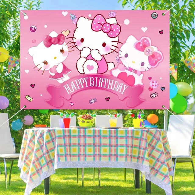 Alt view image 3 of 3 - Kitty Birthday Party Decorations, Happy Birthday Banner Backdrop for Birthday Party Supplies
