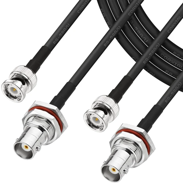 Main image of 50 ohm RG58 BNC Male to Female Coax Cable 6FT 2-Pack for CCTV BNC Extension Cables Waterproof RG58 Coaxial Cable for CB Radio, VHF Ham Radio, Wireless Microphone, CCTV, Amateur Radio