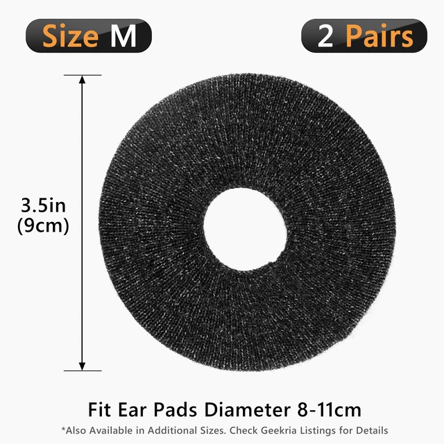 Alt view image 6 of 6 - 2 Pairs Knit Headphones Ear Covers - Product Safety Certified - Washable & Stretchable Earcup Protectors for Over-Ear Headsets, Sweat Pads for Gym (Size M/Black Flowery Gray)