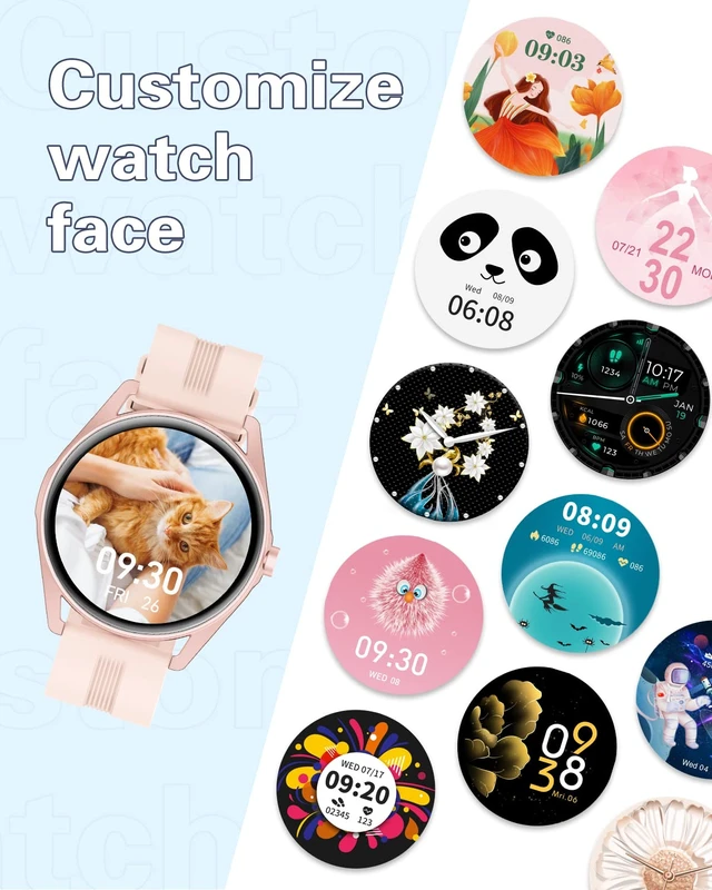Alt view image 5 of 7 - Smart Watch for Women Answer/Make Calls for iPhone/Android Pink 1.4" HD Round Fitness Tracker Watch, Heart Rate/Sleep Monitor, Step/Calories Counter, Track 100+ Sport Types, IP68 Waterproof