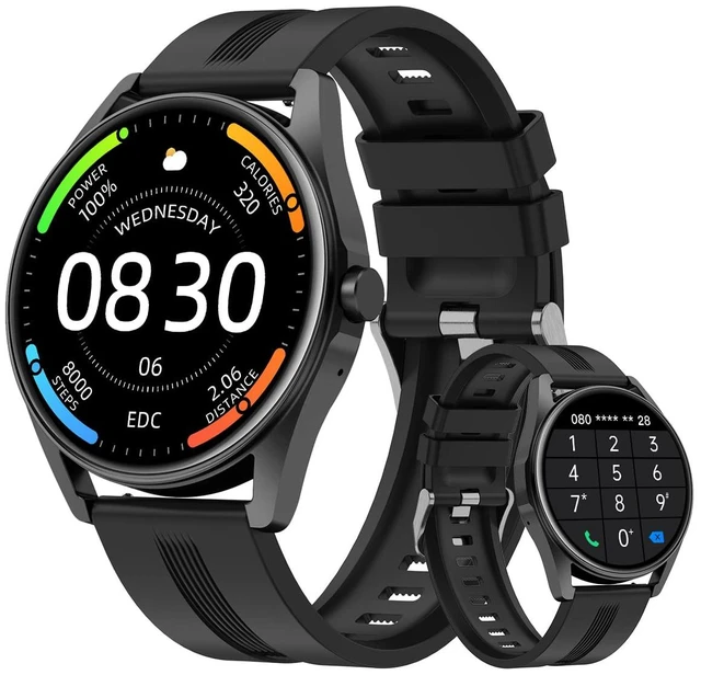 Main image of Smart Watch for Women Men Answer/Make Calls for iPhone/Android Black 1.4" HD Round Fitness Tracker Watch, Heart Rate/Sleep Monitor, Step/Calories Counter, Track 100+ Sport Types, IP68 Waterproof