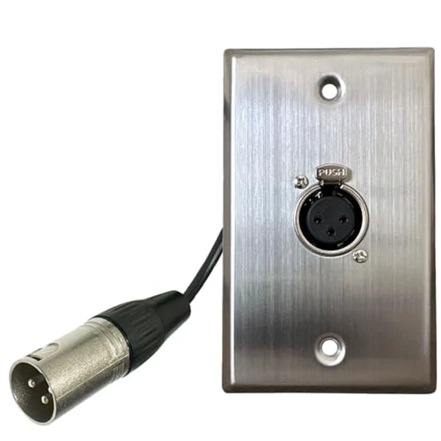 Alt view image 7 of 7 - 1 Port Stainless Steel XLR Wall Plate, Female to Male, Solderless No-Solder XLR Wall Plate with Female to Male Connectors for Pro Audio, Studio, Stage, Rack & In-Wall Installations