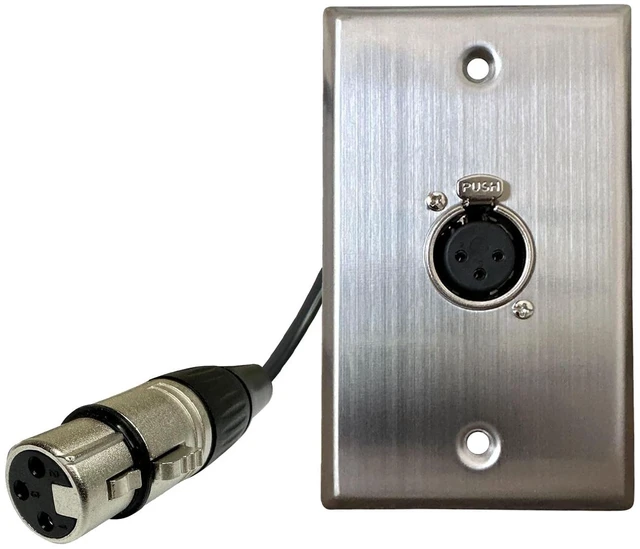 Main image of 1 Port Stainless Steel XLR Wall Plate, Female to Female, Solderless No-Solder XLR Wall Plate with Female to Female Connectors for Pro Audio, Studio, Stage, Rack & In-Wall Installations