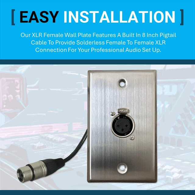 Alt view image 4 of 7 - 1 Port Stainless Steel XLR Wall Plate, Female to Female, Solderless No-Solder XLR Wall Plate with Female to Female Connectors for Pro Audio, Studio, Stage, Rack & In-Wall Installations