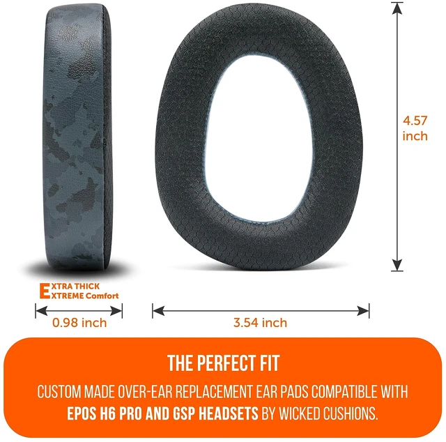 Alt view image 5 of 7 - Freeze EPOS H6 Pro - Cooling Gel Earpads for EPOS H6 Pro Headphones Made by Wicked Cushions Also fits Sennheiser GSP600, GSP500, GSP550 & GSP670. Enhance Comfort & Durability Black Camo