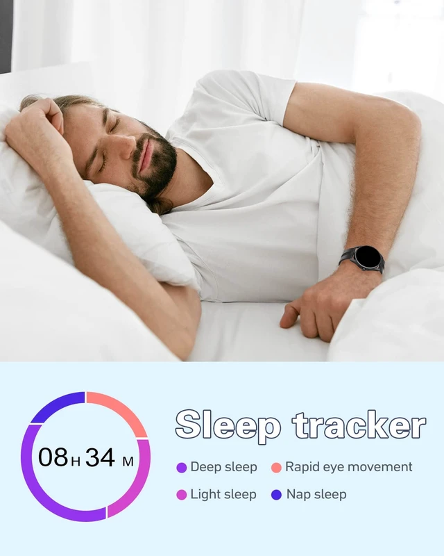 Alt view image 5 of 7 - Smart Watch for Women Men Answer/Make Calls for iPhone/Android Black 1.4" HD Round Fitness Tracker Watch, Heart Rate/Sleep Monitor, Step/Calories Counter, Track 100+ Sport Types, IP68 Waterproof