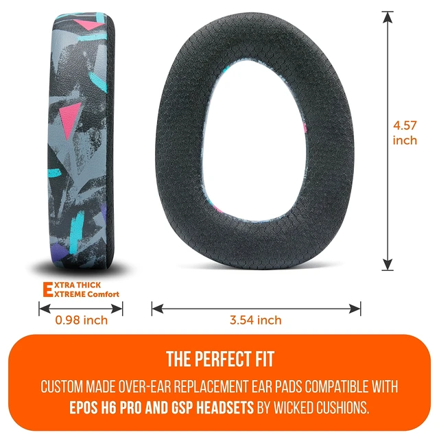 Alt view image 5 of 7 - Freeze EPOS H6 Pro - Cooling Gel Earpads for EPOS H6 Pro Headphones Made by Wicked Cushions Also fits Sennheiser GSP600, GSP500, GSP550 & GSP670. Enhance Comfort & Durability 90's Black