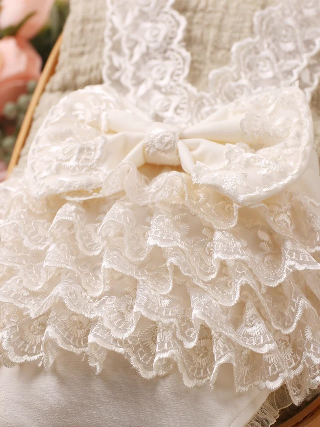 Alt view image 7 of 7 - Newborn Photography Outfits Girl Newborn Photography Props Lace Romper Baby Photo Shoot Outfits Girls Photo Props (Strap Style - Beige)