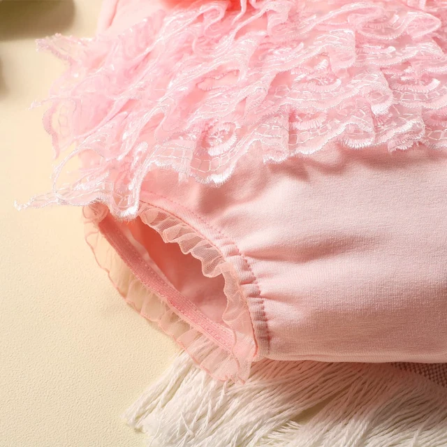 Alt view image 7 of 7 - Newborn Photography Outfits Girl Newborn Photography Props Lace Romper Baby Photo Shoot Outfits Girls Photo Props (Strap Style - Pink)