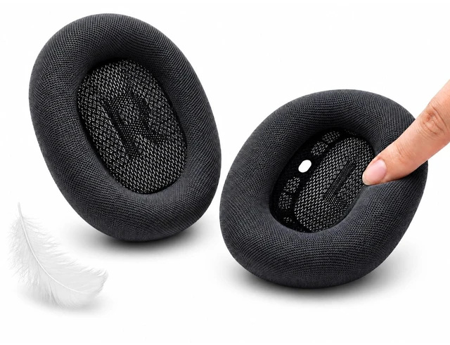 Main image of AirPods Max Ear Cushions Replacement Memory Foam Earpads with Magnet, Mesh Fabric, Noise Isolation, 2-Pack, Space Gray (Midnight)