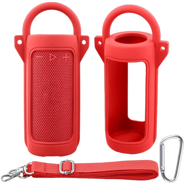 Main image of for JBL Grip Portable Waterproof Speaker Silicone Case, Red Portable Travel Soft Cover with Adjustable Shoulder Strap and Carabiner, Protective Skin Case, Anti-Slip Feet