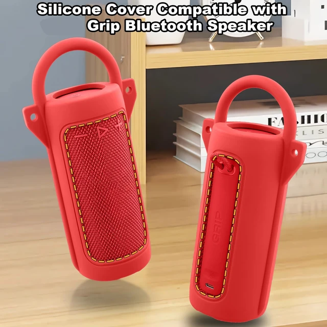 Alt view image 3 of 7 - for JBL Grip Portable Waterproof Speaker Silicone Case, Red Portable Travel Soft Cover with Adjustable Shoulder Strap and Carabiner, Protective Skin Case, Anti-Slip Feet