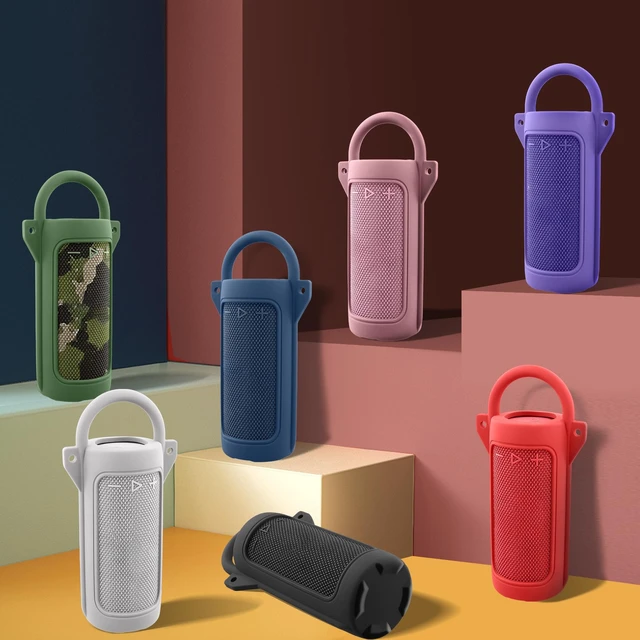 Alt view image 7 of 7 - for JBL Grip Portable Waterproof Speaker Silicone Case, Red Portable Travel Soft Cover with Adjustable Shoulder Strap and Carabiner, Protective Skin Case, Anti-Slip Feet