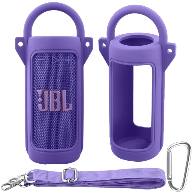 Main image of for JBL Grip Portable Waterproof Speaker Silicone Case, Purple Portable Travel Soft Cover with Adjustable Shoulder Strap and Carabiner, Protective Skin Case, Anti-Slip Feet