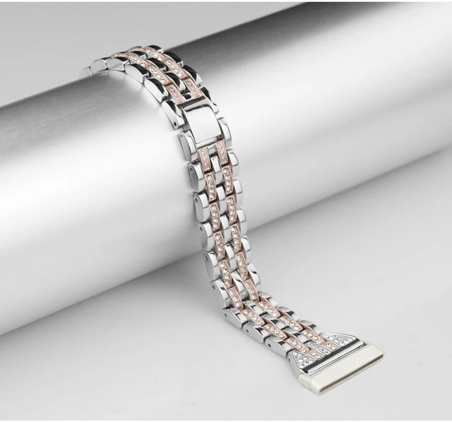 Alt view image 5 of 7 - Bling Bands Compatible with Fitbit Versa 4/Sense 2/Versa 3/Sense, Women Dressy Slim Bracelet Metal Replacement Wristbands