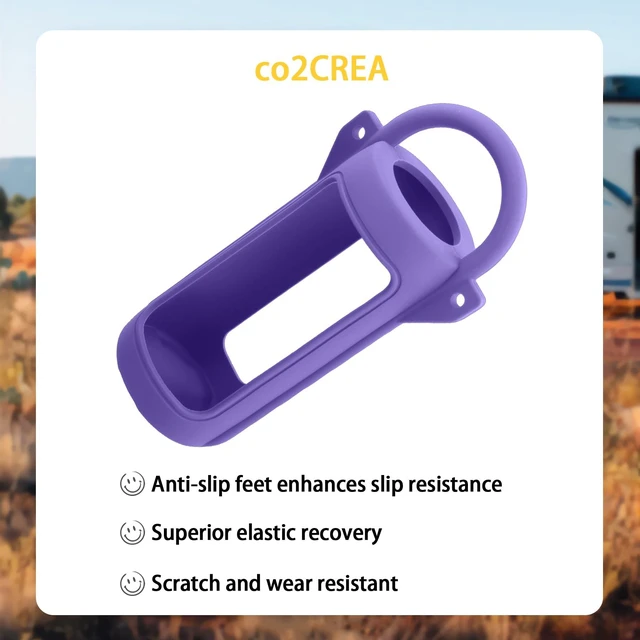 Alt view image 5 of 7 - for JBL Grip Portable Waterproof Speaker Silicone Case, Purple Portable Travel Soft Cover with Adjustable Shoulder Strap and Carabiner, Protective Skin Case, Anti-Slip Feet