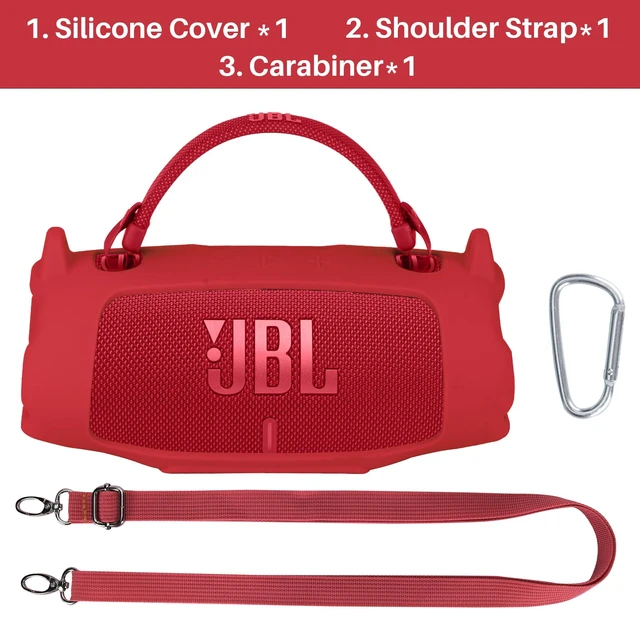 Alt view image 3 of 7 - Silicone Cover Compatible with JBL Charge 6 Portable Speaker Precisely Tailored Silicone Cover, Anti-Slip Texture, Shock Buffer Protection, Lightweight Carry, Red Cover