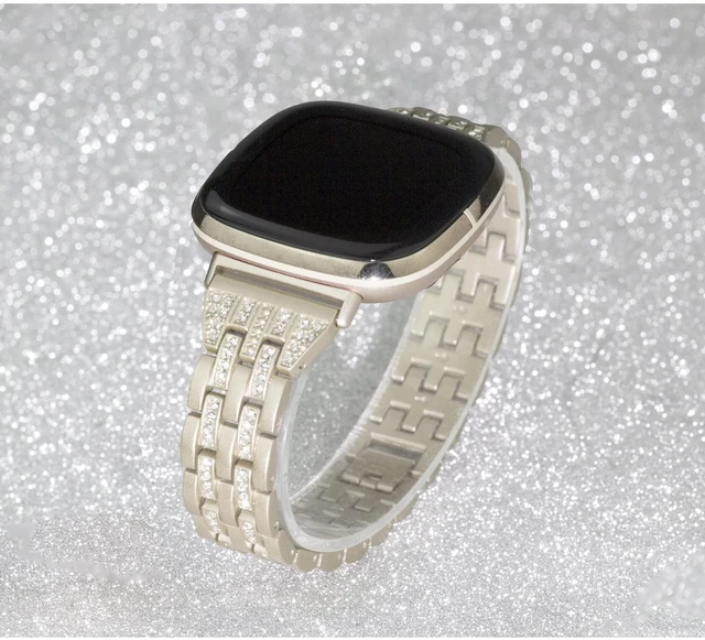 Alt view image 5 of 6 - Bling Bands Compatible with Fitbit Versa 4/Sense 2/Versa 3/Sense, Women Dressy Slim Bracelet Metal Replacement Wristbands