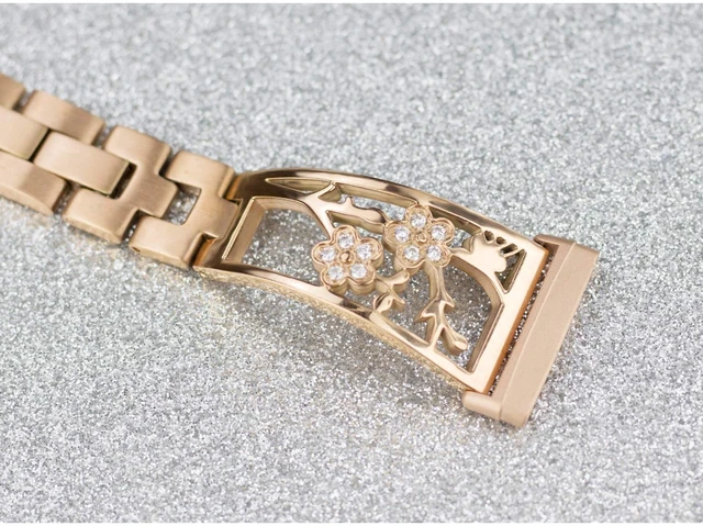 Alt view image 3 of 7 - Stainless Steel Bracelet Compatible with Fitbit Sense 2/Sense/Versa 4/Versa 3, Women Bling Replacement Bands Dressy Luxurious Wristbands for Ladies