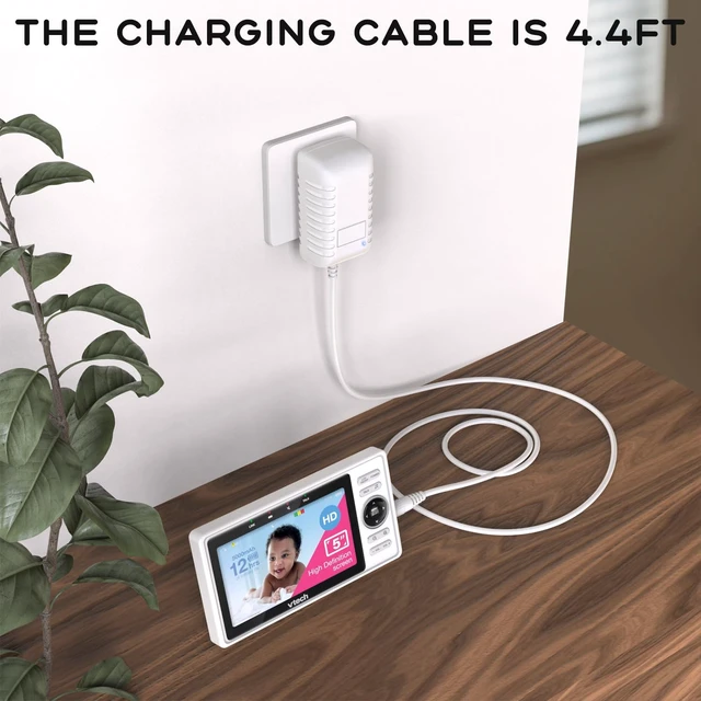 Alt view image 4 of 6 - 5V Power Cord Compatible with VTech VM901 VM919HD VM919-2HD VM819 VM819-2 PU Baby Monitor Handheld Screen Parent Unit, Universal Baby Monitor Charger Adapter with 5Ft Cord