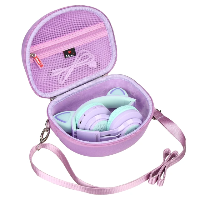 Alt view image 2 of 7 - Hard Case Suitable for Riwbox CT-7 Pink/for Jack CT-7S Cat Green 3.5mm/ for iClever IC-HS01 Bluetooth Wireless Over-Ear Headphones Headset for Kids Travel Protective Case, Purple, Case Only