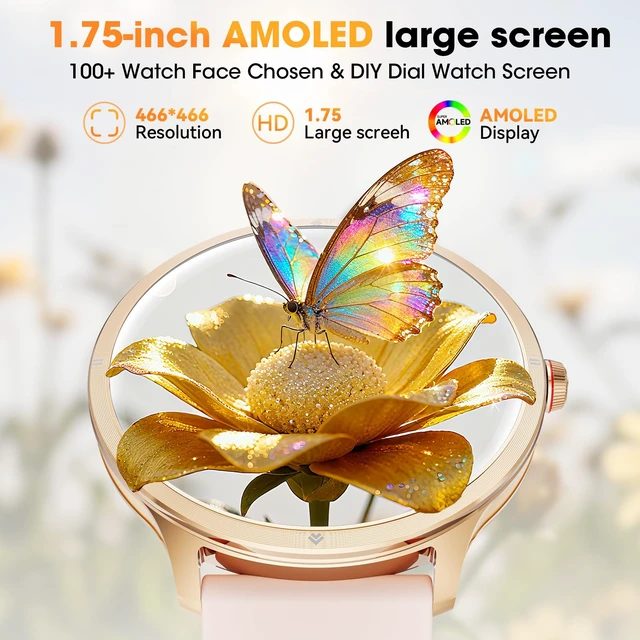 Alt view image 2 of 7 - Smart Watches for Men Women, 1.75" AMOLED Smart Watch with Bluetooth Calling, Fitness Tracker with Heart Rate Sleep Monitor Pedometer, IP68 Waterproof, 100+ Sport Modes, Compatible with Android iPhone