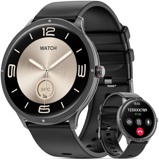 Main image of Smart Watches for Women Men, 1.75" AMOLED Smart Watch with Bluetooth Calling, Fitness Tracker with Heart Rate Sleep Monitor, IP68 Waterproof, 100+ Sports Modes, Compatible with iPhone Android