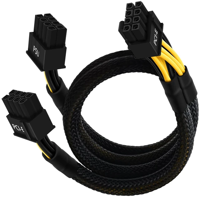 Main image of 8 Pin PCIe Cable for EVGA Power Supply, PCIe 8 Pin Male to Dual (6+2) Male PCI Express Power Adapter Sleeved 25-inch+9-inch (63cm+23cm)