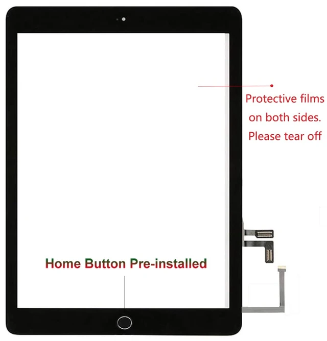 Alt view image 3 of 7 - for iPad 5 5th Gen Screen Replacement A1822 A1823 2017 Digitizer 9.7 Inch, for iPad 5th Generation Touch Glass with Home Button, Repair Tool Kit (Black)