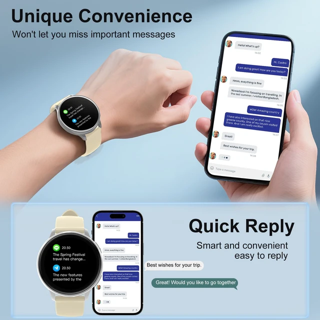 Alt view image 7 of 7 - Smart Watch for Men Women Fitness Tracker with 100+ Sport Modes,Activity Trackers for iOS/Android Waterproof/Heart Rate/Sleep/Steps Monitor/Pedometer Monitor Monitor (Silver+Beige)