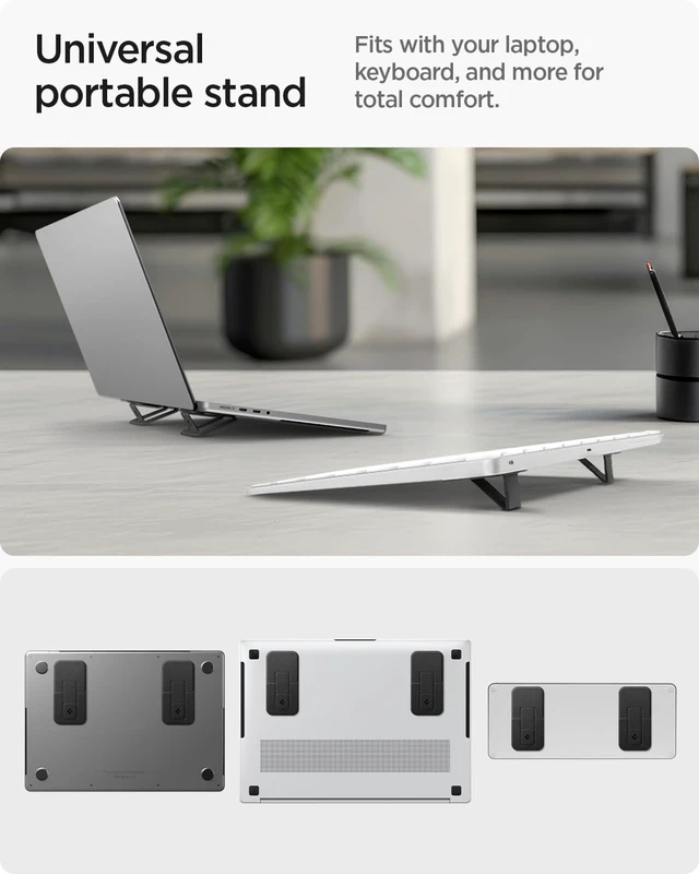 Alt view image 2 of 7 - Slim Fold Adhesive Laptop Stand 2 Piece Foldable Portable Dual Ergonomic Angle Adjustment Lift Anti-Slip for MacBook Pro, MacBook Air 11"-16" & More